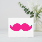 Roze Mustache Roze Mustache Bushy Hot Pink Stache Briefkaart (Staand voorkant)
