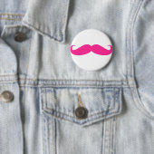 Roze Mustache Stache-ontwerp Ronde Button 5,7 Cm (In situ)