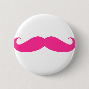 Roze Mustache Stache-ontwerp Ronde Button 5,7 Cm