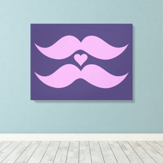 Roze Mustaches aangepaste canvasafdruk Canvas Afdruk (Insitu (Houten vloer))