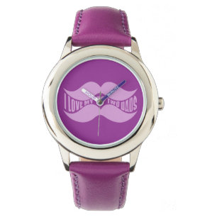 Roze Mustaches aangepaste kleurenhorloges Horloge