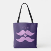 Roze Mustaches aangepaste monogram zakken Tote Bag (Achterkant)