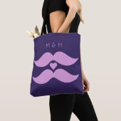 Roze Mustaches aangepaste monogram zakken Tote Bag (Dichtbij)