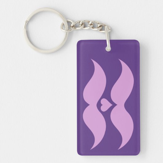 Roze Mustaches aangepaste sleutelketen Sleutelhanger (Voorkant)