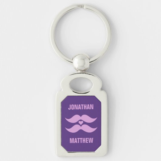 Roze Mustaches aangepaste sleutelketen Sleutelhanger (Voorkant)