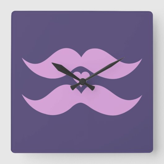 Roze Mustaches aangepaste wandklok (Voorkant)