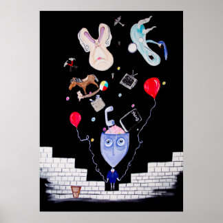 Roze muur 20x28 poster