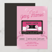 Roze muziek cassette bruiloft kaart (Voorkant / Achterkant)