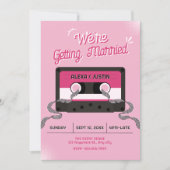 Roze muziek cassette bruiloft kaart (Voorkant)