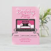 Roze muziek cassette  kaart (Staand voorkant)