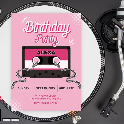 Roze muziek cassette  kaart