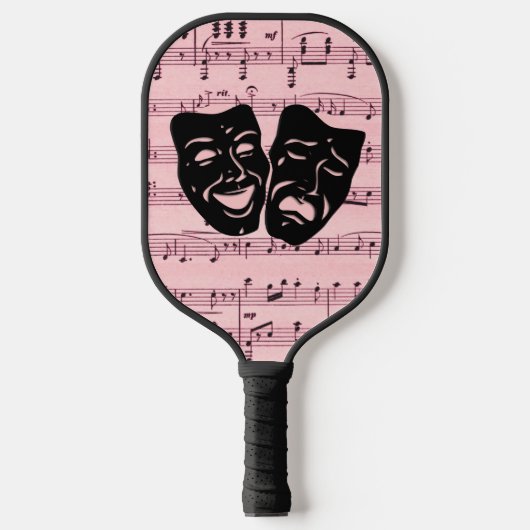 Roze muziek- en theatermaskers pickleball paddle (Voorkant)