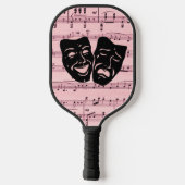 Roze muziek- en theatermaskers pickleball paddle (Achterkant)