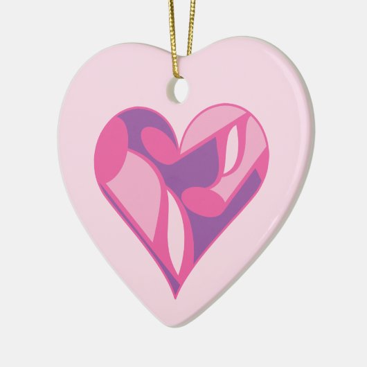 Roze Muziek Hart Keramisch Ornament (Links)