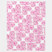 Roze Muziek Note Hearts Fleece Deken (Voorkant)