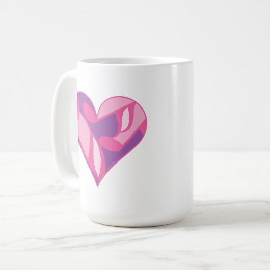 Roze Muziek Note Patterned Heart Mok (Voorkant links)