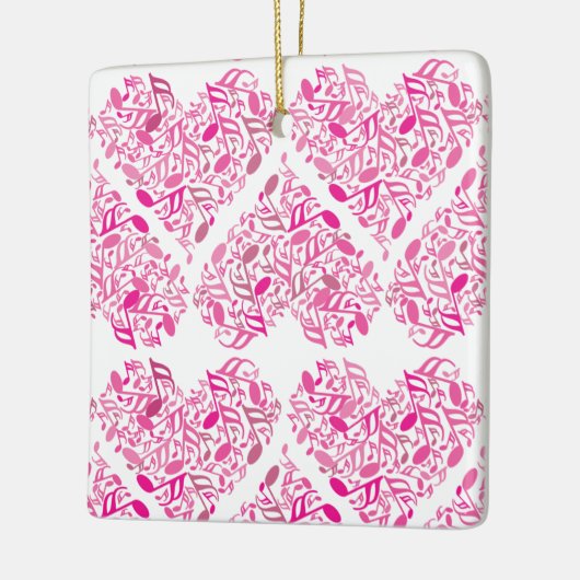 Roze muziek notitie harten keramisch ornament (Links)