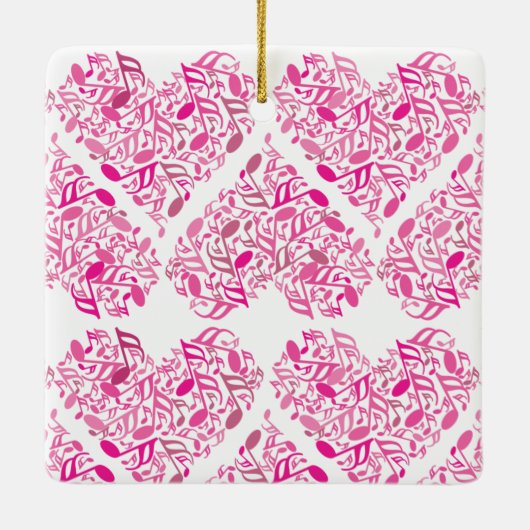 Roze muziek notitie harten keramisch ornament (Achterkant)