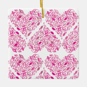 Roze muziek notitie harten keramisch ornament