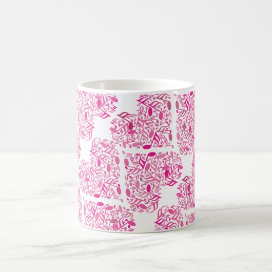 Roze muziek notitie harten koffiemok (Center)
