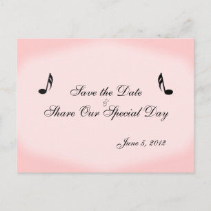Roze muziek Save the Date Briefkaart