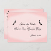 Roze muziek Save the Date Briefkaart (Voorkant / Achterkant)