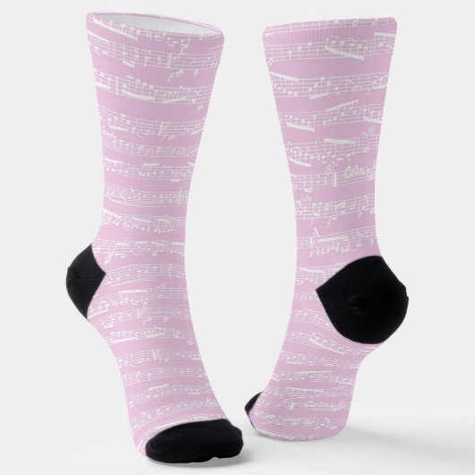 Roze Muziek Sokken - Girly Musical Notes Sokken (Gebogen)