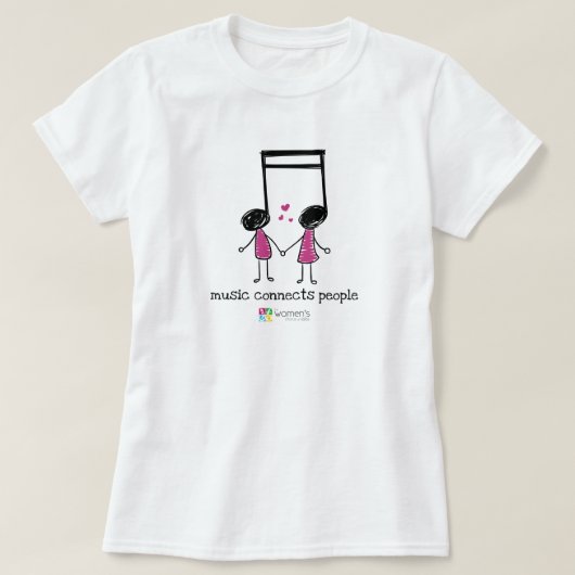 Roze muziek verbindt mensen t-shirt (Design voorkant)