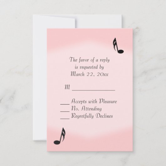 Roze Muziek Wedding RSVP (Voorkant)