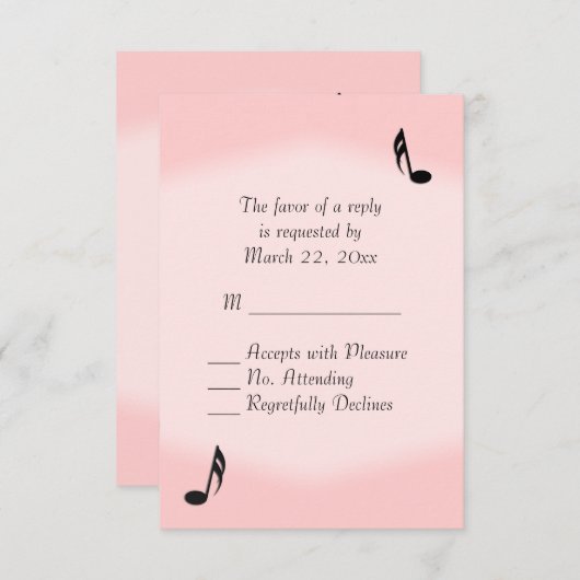 Roze Muziek Wedding RSVP (Voorkant / Achterkant)