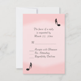 Roze Muziek Wedding RSVP Kaartje