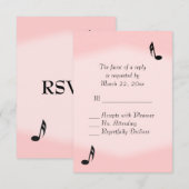 Roze Muziek Wedding RSVP Kaartje (Voorkant / Achterkant)