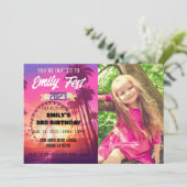 Roze Muziekfestival Fest Foto Verjaardag Kaart (Staand voorkant)