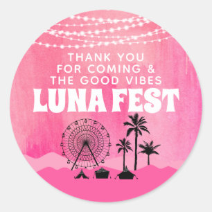 Roze muziekfestival Hartelijk dank Ronde Sticker