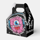 Roze Muziekmonster met Hoofdtelefoon Favoriete Doo Bedankdoosjes (Voorkant Zijde)