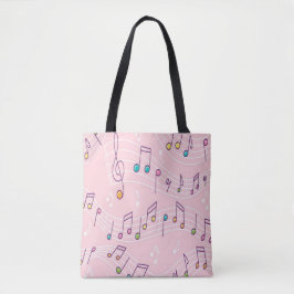 roze muzieknoot musical tote bag