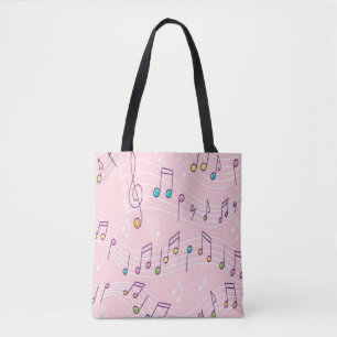 roze muzieknoot musical tote bag
