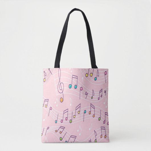roze muzieknoot musical tote bag (Voorkant)