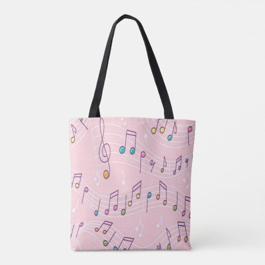 roze muzieknoot musical tote bag (Achterkant)