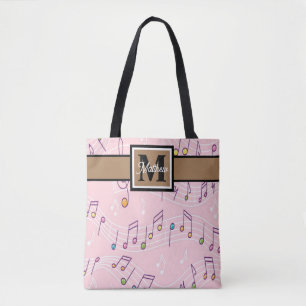 Roze muzieknoot Musiciaanse monogram Canvas tas