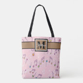 Roze muzieknoot Musiciaanse monogram Canvas tas (Achterkant)