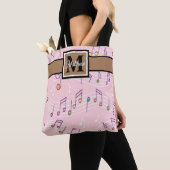 Roze muzieknoot Musiciaanse monogram Canvas tas (Dichtbij)