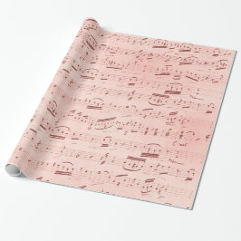 Roze muzieknoten cadeaupapier
