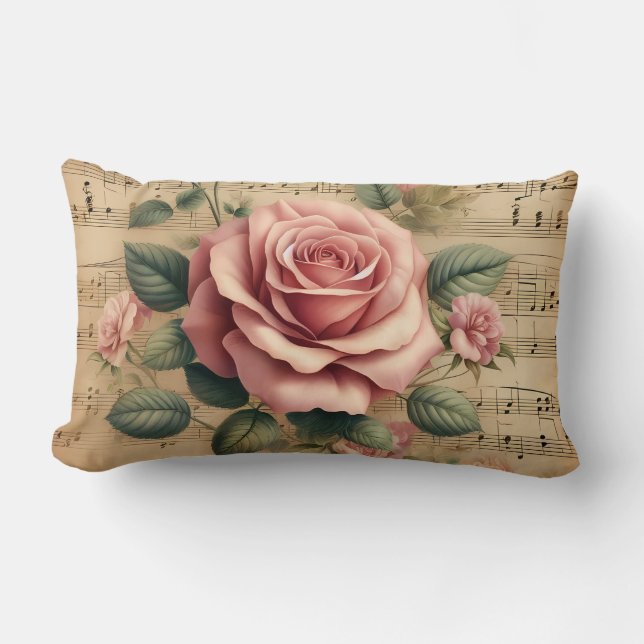 Roze Muzieknoten Lenden Kussen (Voorkant)