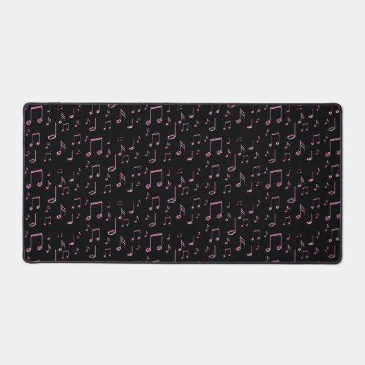 Roze muzieknoten op zwarte achtergrond bureaumat (Voorkant)