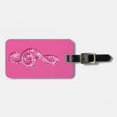 Roze Muzieknoten van Glitzy Sparkly Bagagelabel (Voorkant horizontaal)
