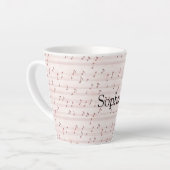 Roze muzieknotenblad latte mok (Linkerhoek)