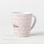 Roze muzieknotenblad latte mok (Rechterhoek)