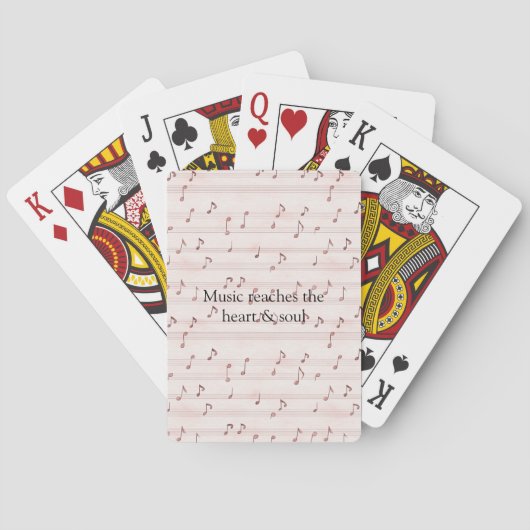 Roze muzieknotenblad pokerkaarten (Achterkant)