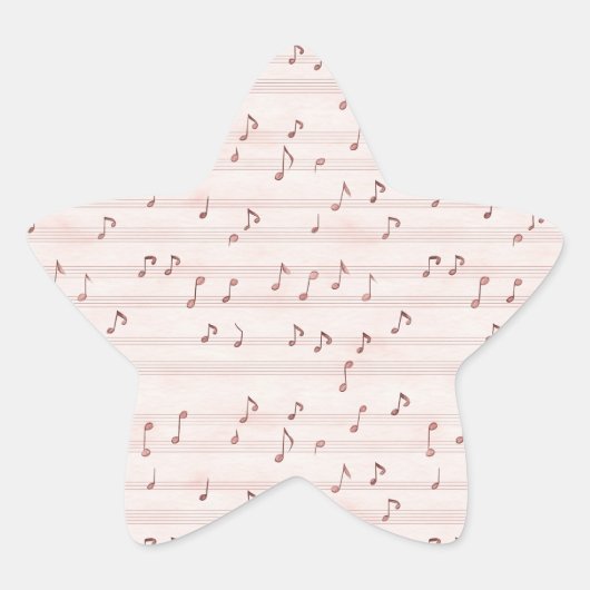 Roze muzieknotenblad ster sticker (Voorkant)